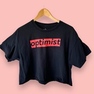 BOGO SALE! 🎉 Phluid Project Graphic T Shirt Cropped Black/Red “Optimist”‎ Large